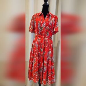 Nanette Lepore red floral dress. Size 8